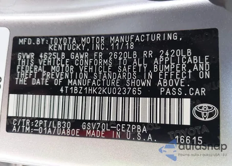 2019 Toyota Camry Xse V6 from USA, damaged, VIN 4T1BZ1HK2KU023765
